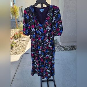 Draper James Black Floral Midi Dress